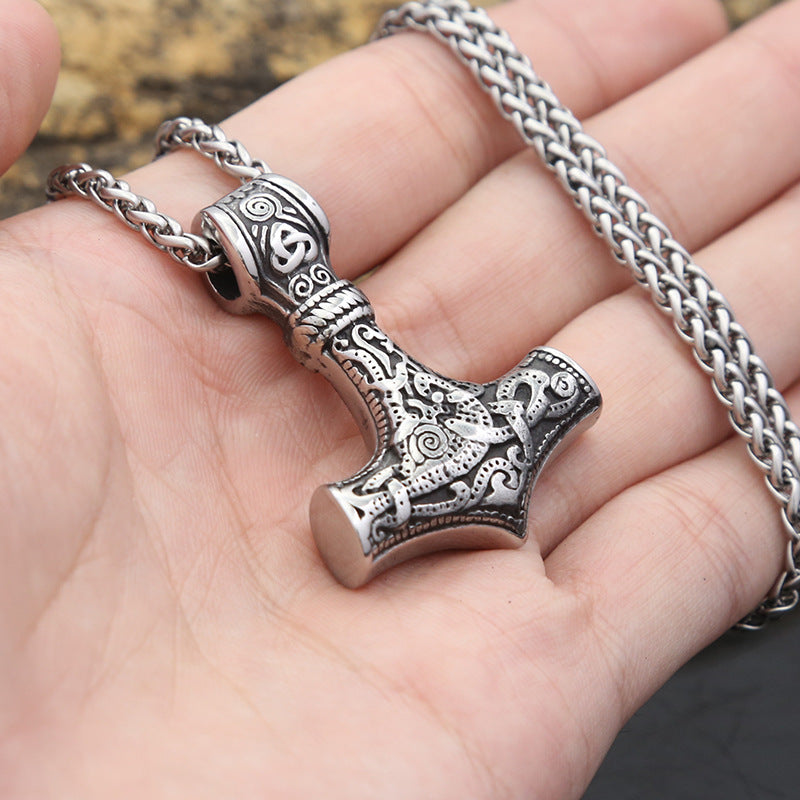 Cross-Border Explosion Viking Thor Hammer Pendant Necklace