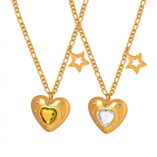 Hip-hop Geometric Heart Necklace - Planderful Collection