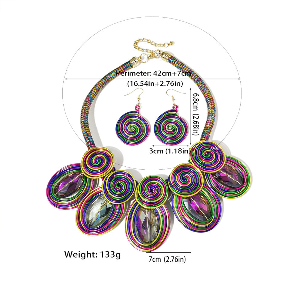 Fantasy Glass Exaggerated Necklace Set - Tribal Collection