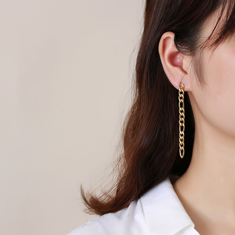 Stainless Steel Three to One NK Chain Earrings Women's Tassel