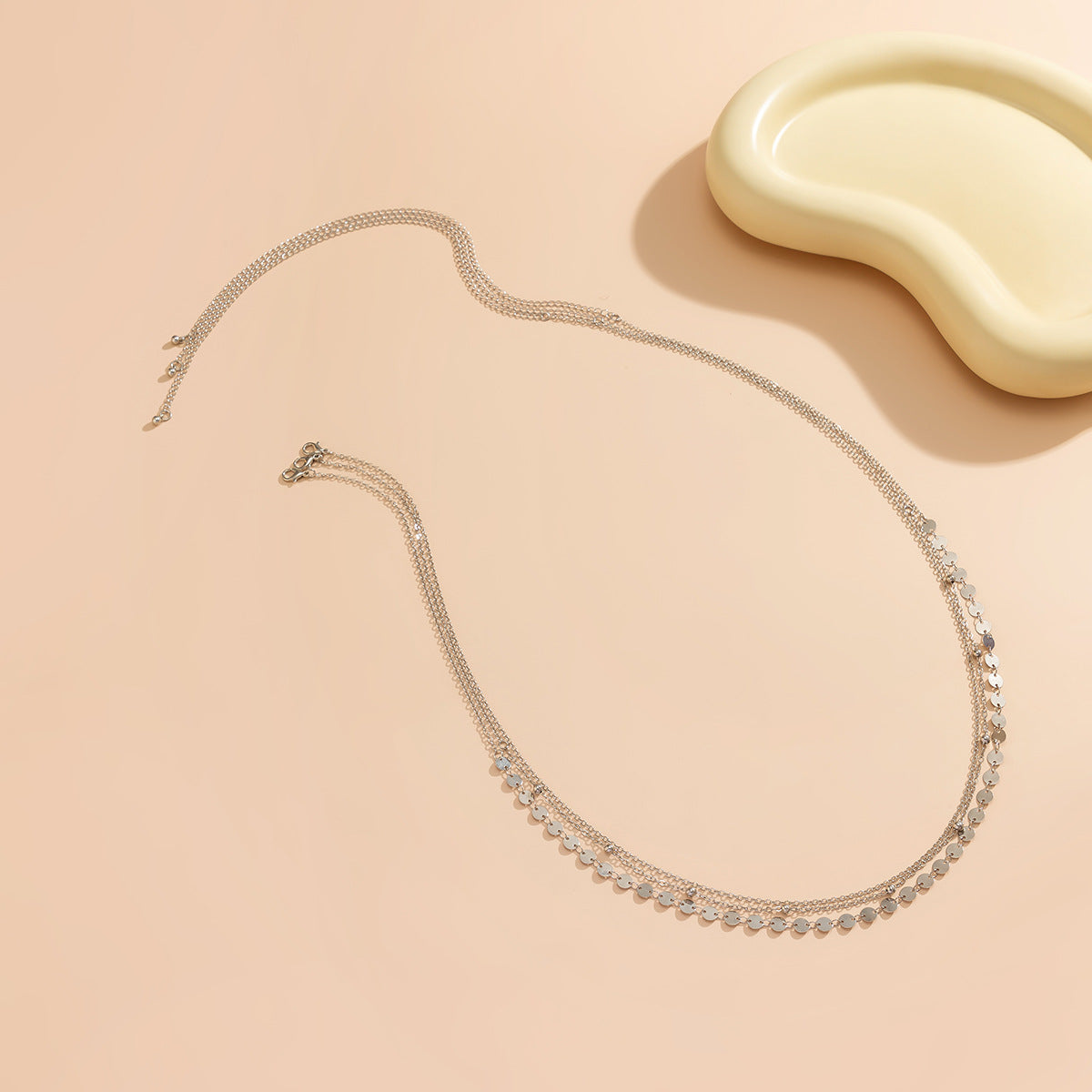 Elegant Sequin Geometric Body Chain with Multi-layer Metal Waist Chain