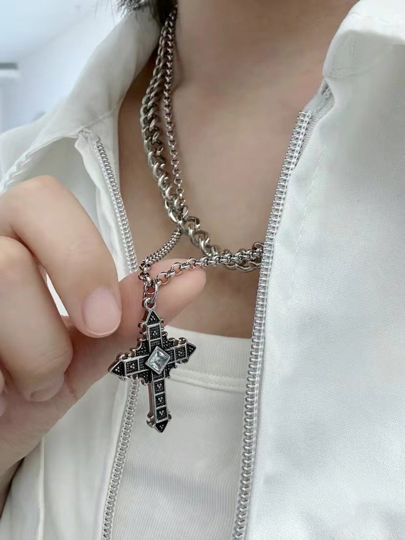 Planderful Jewelry Cross Necklace Titanium Steel