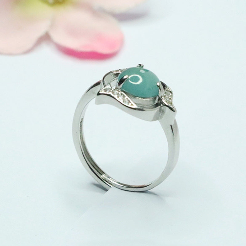 Blue Water Jadeite Vine Ring