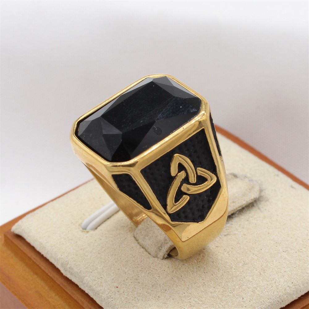 Planderful Everyday Genie Mens Titanium Steel Ring Zircon Nordic Viking Celtic Retro Protection Statement For Unisex