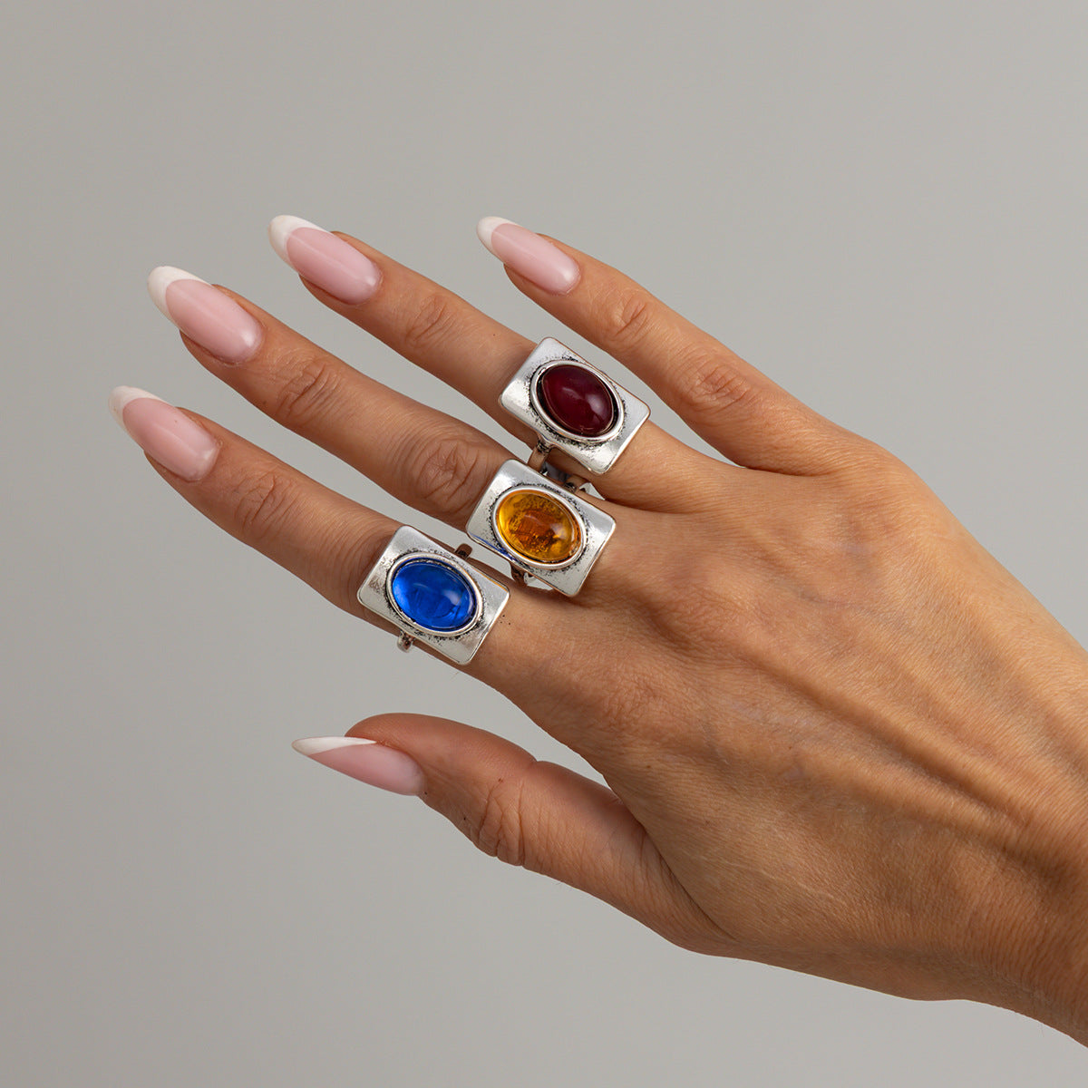 Planderful Vienna Verve Personalized Geometric Ring With Opening Colorful Faceted Zircon For Fashion Forward Women