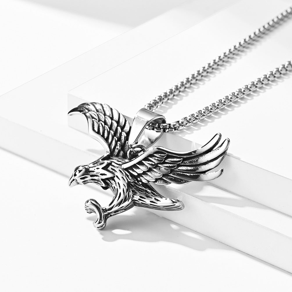 Stainless Steel Eagle Necklace Planderful Unisex Titanium Wing Pendant Personalized Gift Of Protection