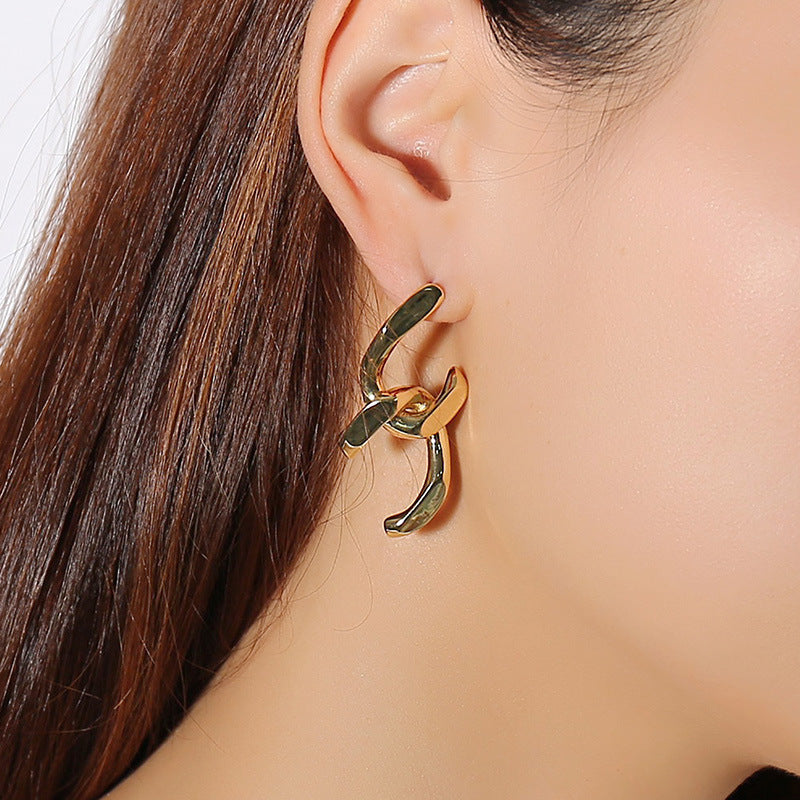 Jewelry Earrings Irregular Women's Stud Pendant 18K Gold