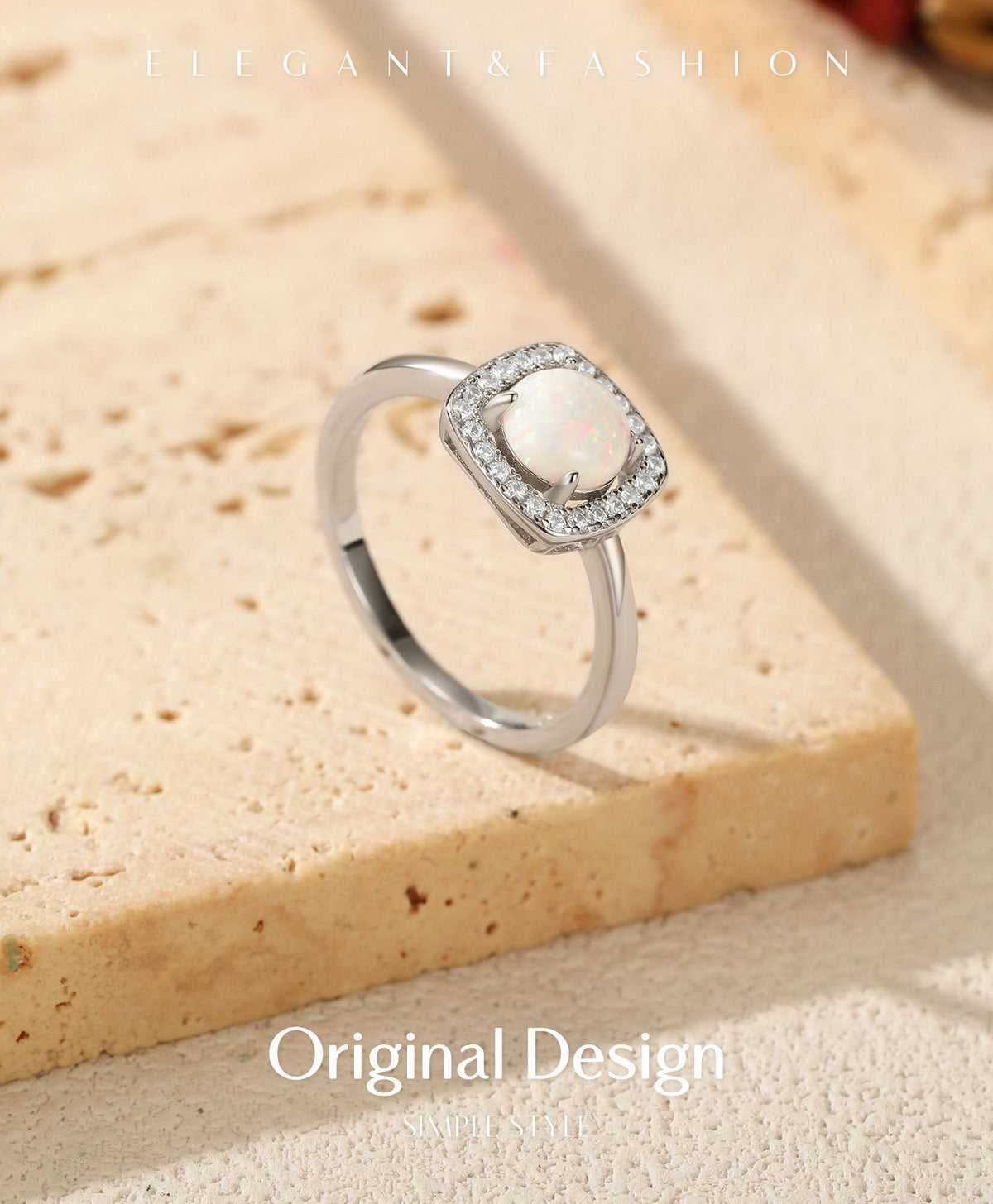 925 Sterling Silver Synthetic Opal Ring