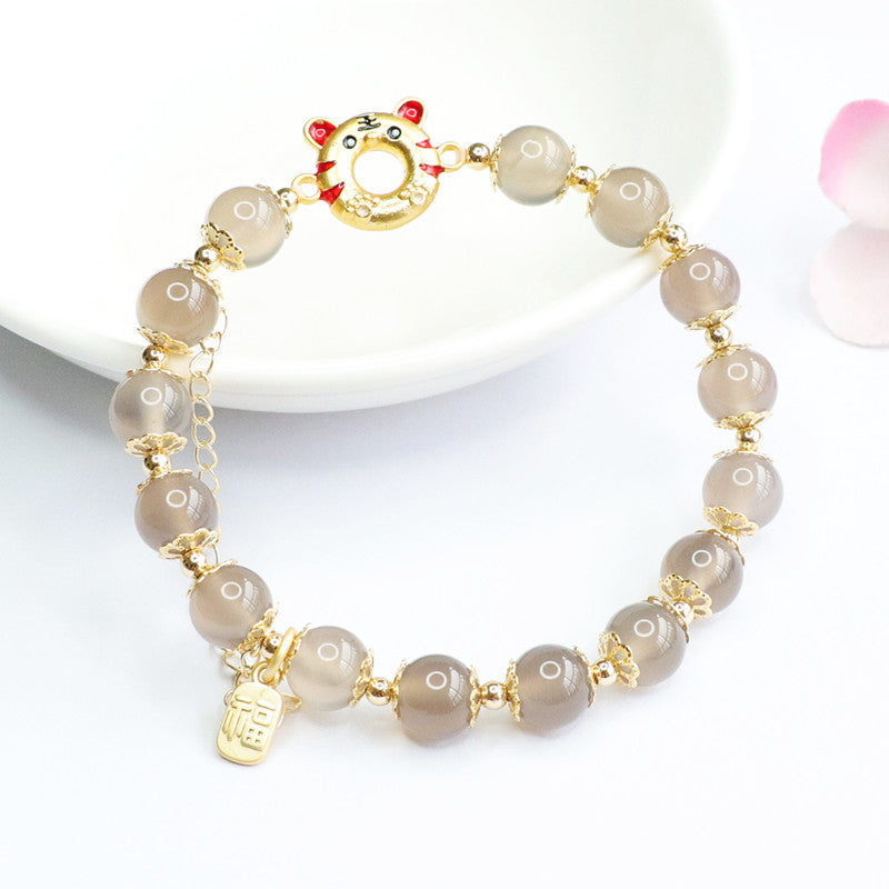 Chalcedony and Tiger's Eye Blessing Bracelet by Planderful
