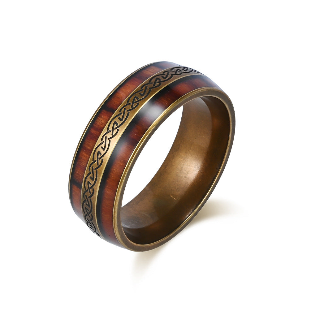 Planderful Celtic Knot Stainless Steel Ring For Men Nordic Inlay Engravable Wedding Band