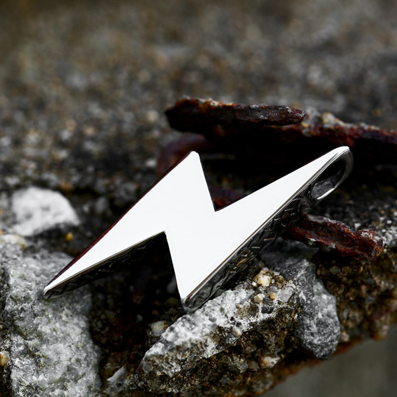 Trendy Titanium Steel Lightning Pendant for Men - Wholesale Stainless Steel Jewelry