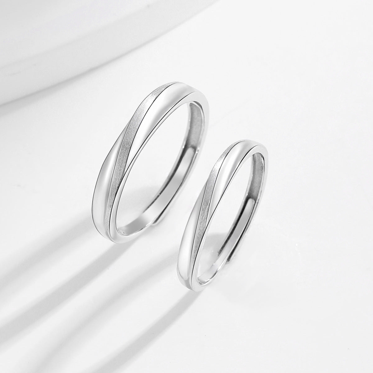 Planderful Everyday Genie – 925 Sterling Silver Twin Knot Couple Rings for Niche Light Luxury