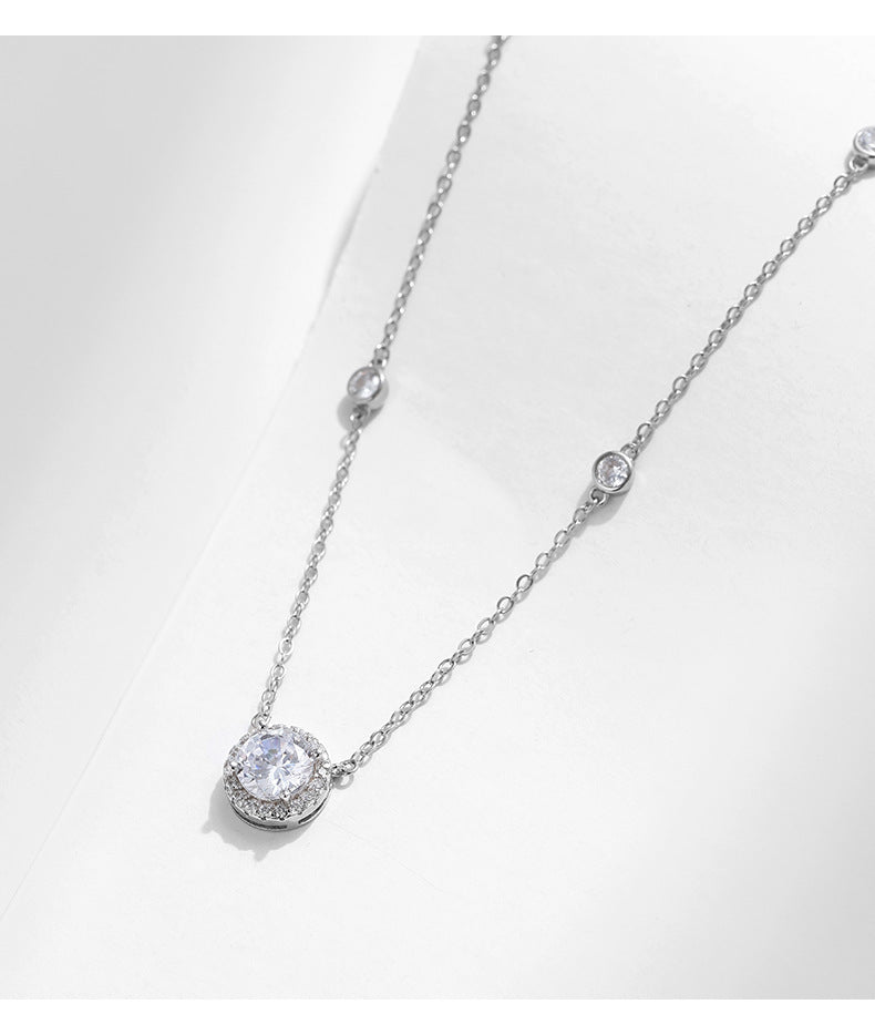Luxurious Sterling Silver Necklace with Zircon Pendant and Unique Design