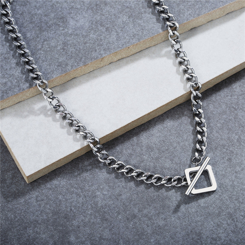 Titanium Steel Cuban Chain Necklace for Women and Men Unisex Minimalist Clavicle Length Everyday Genie by Planderful