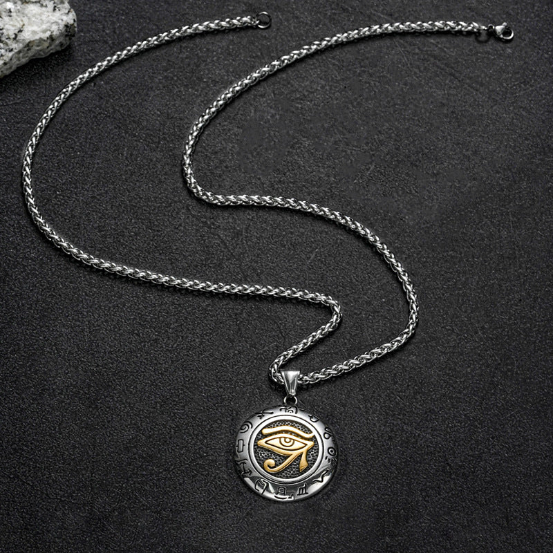 Planderful Everyday Genie Devils Eye Pendant Necklace For Men Stainless Steel Hip Hop Trend Jewelry