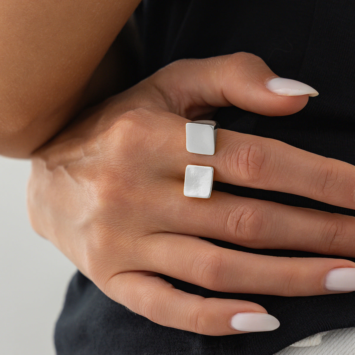 Planderful Vienna Verve Bold Geometric Resin Stone Square Ring for Women Large Wide Surface Statement Jewelry