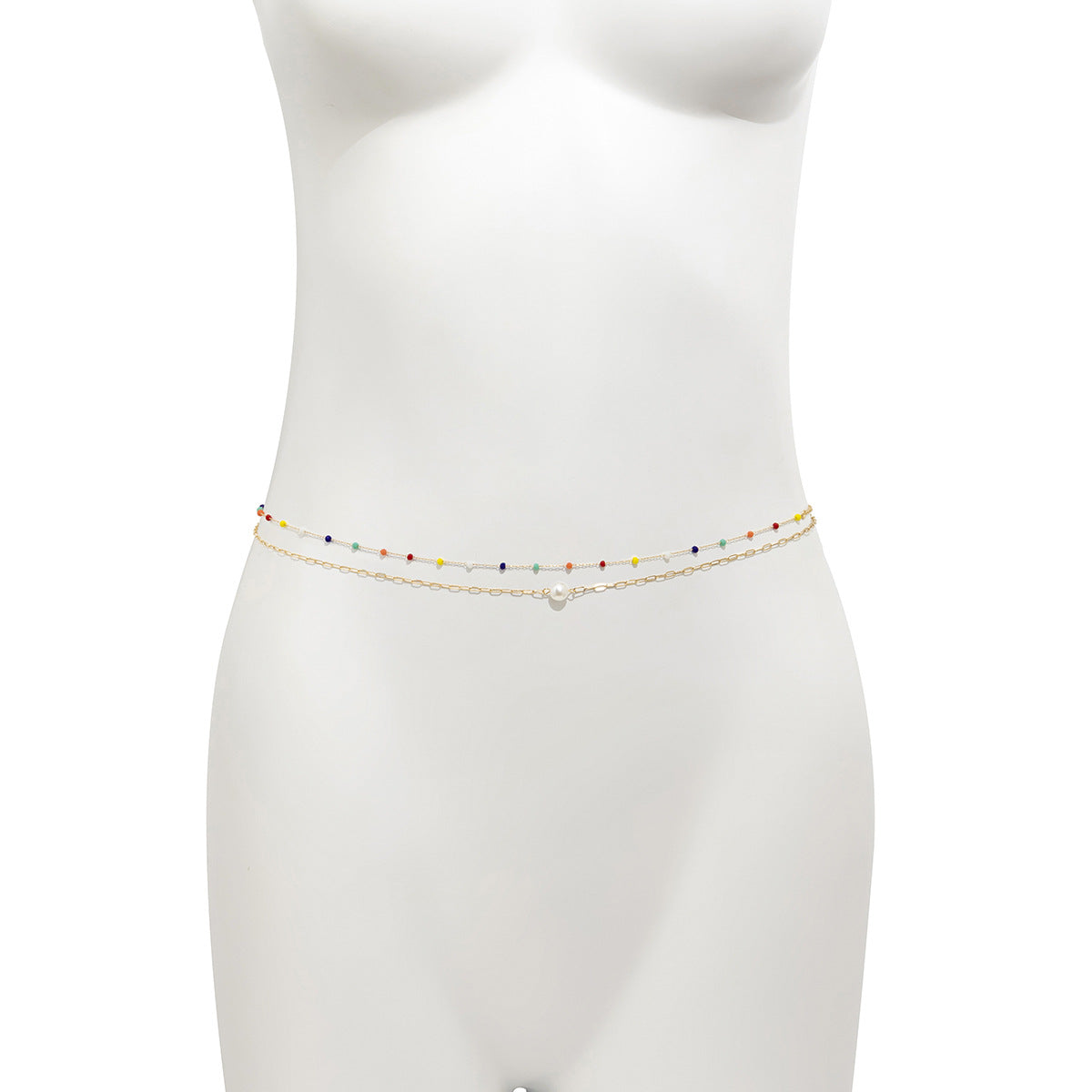 European and American Jewelry Cross-border Creative Thin Chain Body Chain With Imitation Crystal and Pearl Waist Chain