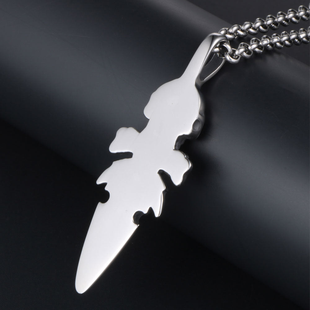 Stylish Men's Titanium Steel Skull Pendant Necklace - European and American Rock Fashion