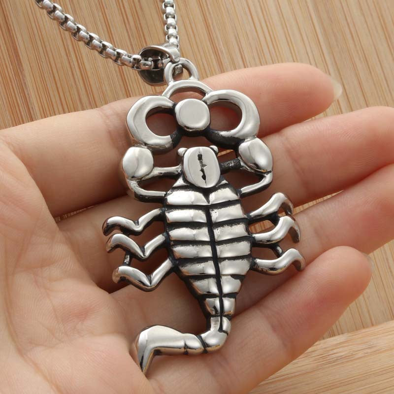 Punk-Influenced Titanium Steel Scorpion Pendant Necklace for Men - Retro Trendy Scorpio Jewelry
