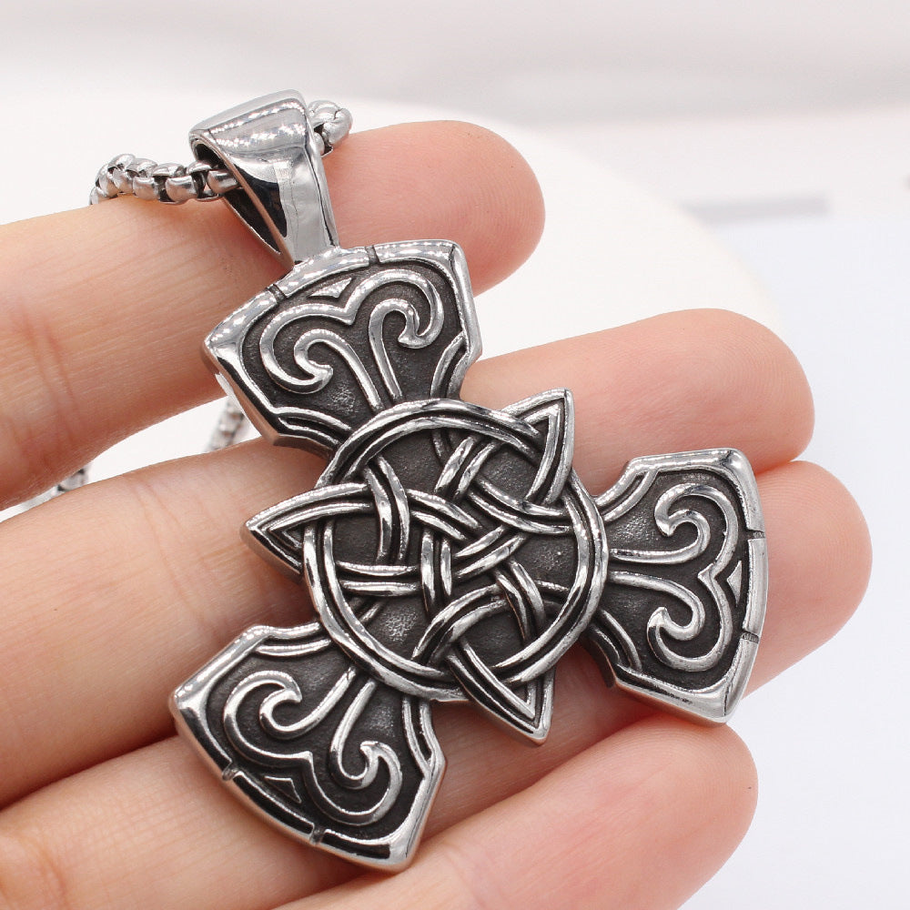 Planderful Viking Celtic Pendant Necklace Titanium Steel Unisex Protection Statement for Men and Women
