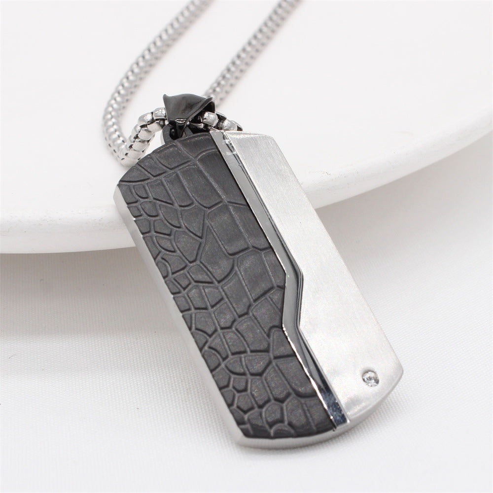 Planderful Titanium Steel Pendant for Men and Women Unisex Minimalist Military Style Statement Necklace
