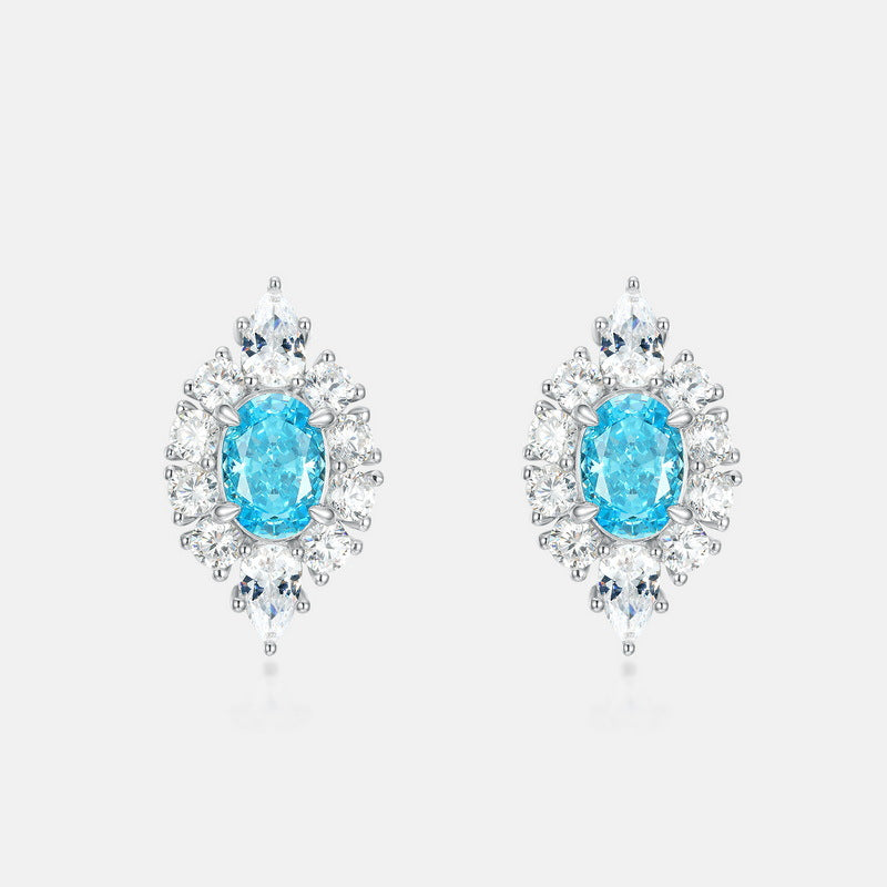 S925 Sterling Silver High-Carbon Stone Signature Stud Earrings