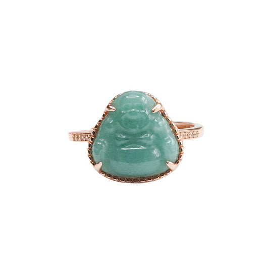 Sterling Silver Adjustable Buddha Lord Jadeite Ring