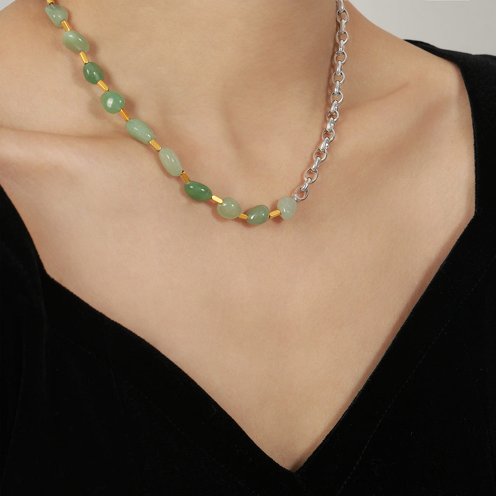 Fresh Pastoral Handmade Natural Stone Beaded Necklace for Women