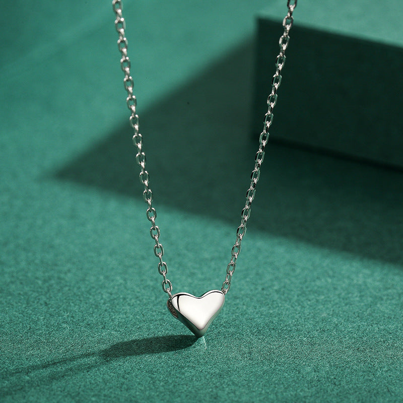Lovely Heart-shaped Sterling Silver Necklace Pendant with Box Chain