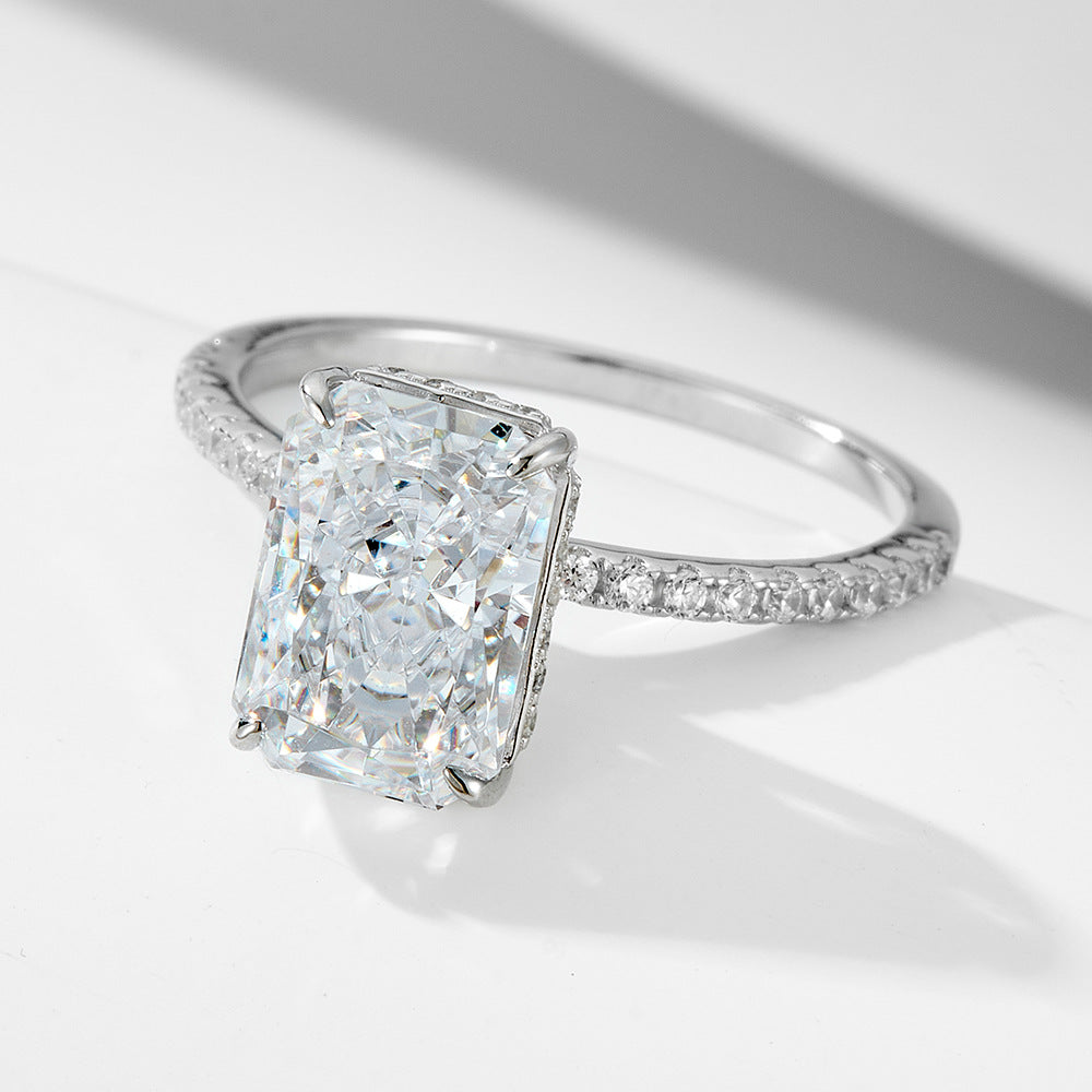 925 Sterling Silver 7 10mm Ice Flower Cut High Carbon Zircon Ring