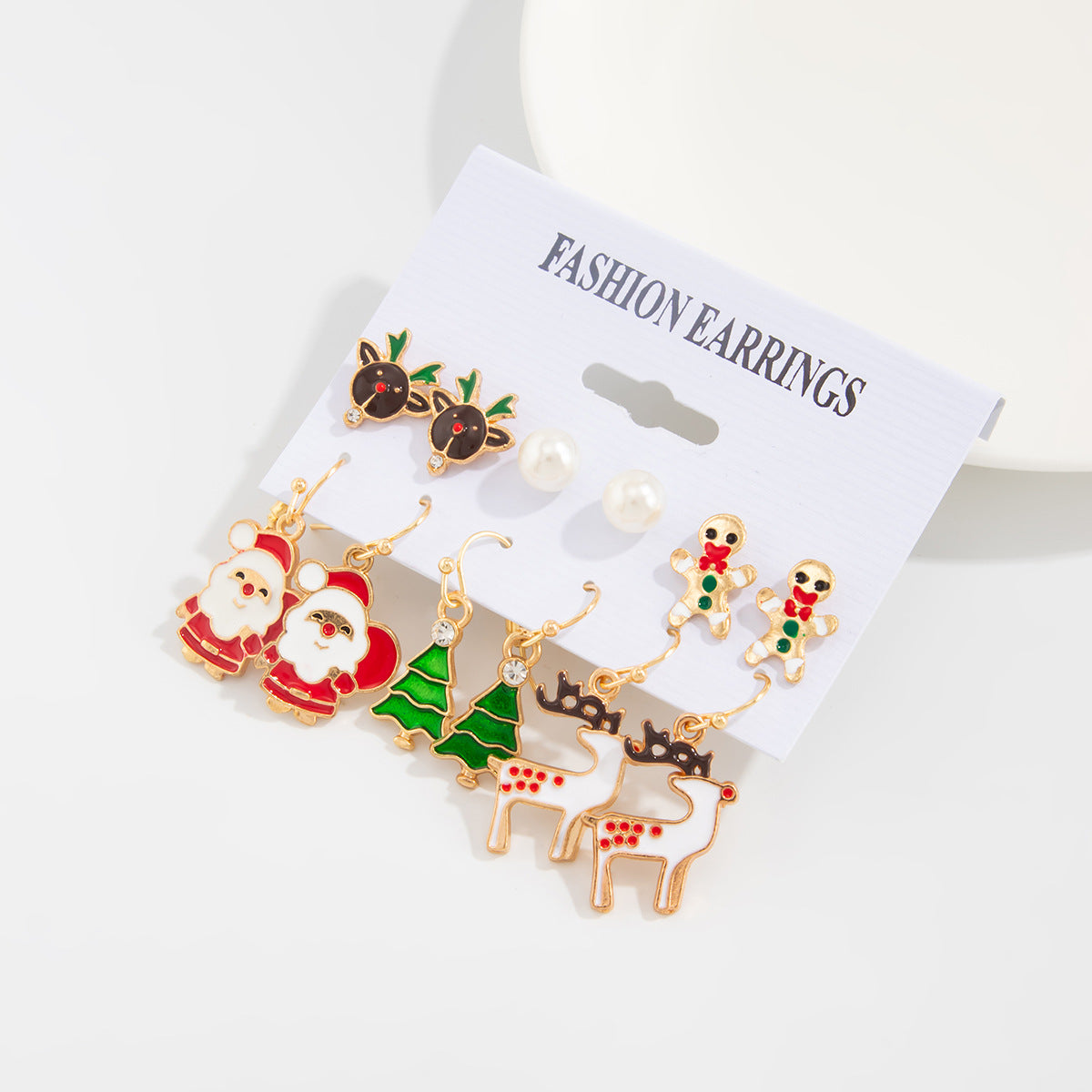 Planderful Christmas Snowflake Bell Earrings Set For Women Festive Pearl Elk Santa Cartoon Dripping Statement