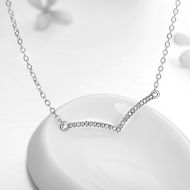 Sparkling Zircon Sterling Silver Girl Necklace - Elegant Minimalist Design