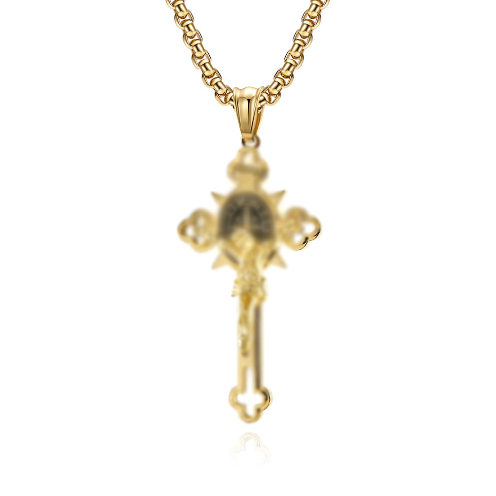 Steel Necklace - Elegant Cross Pendant For Men