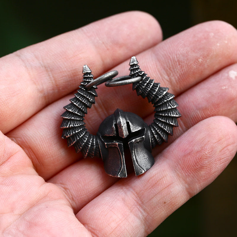 Retro Hip-Hop Titanium Steel God of War Helmet Pendant for Men - Wholesale Stainless Steel Jewelry