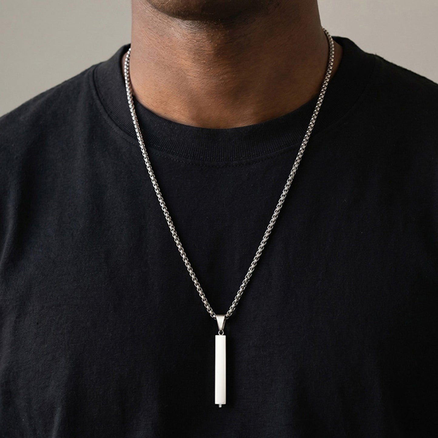 Hot-Selling Urban Minimalist Style – Stainless Steel Rectangular Strip Letter Pendant – Necklace