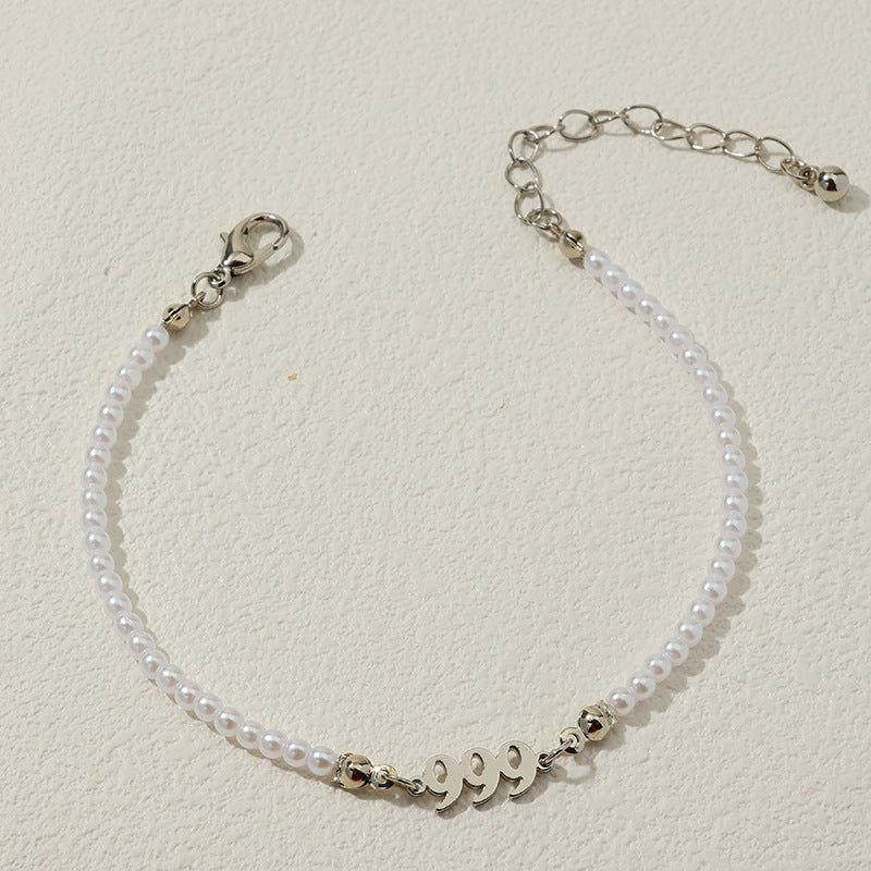 Pearl Chain Letter Pendant Bracelet - Vienna Verve Collection