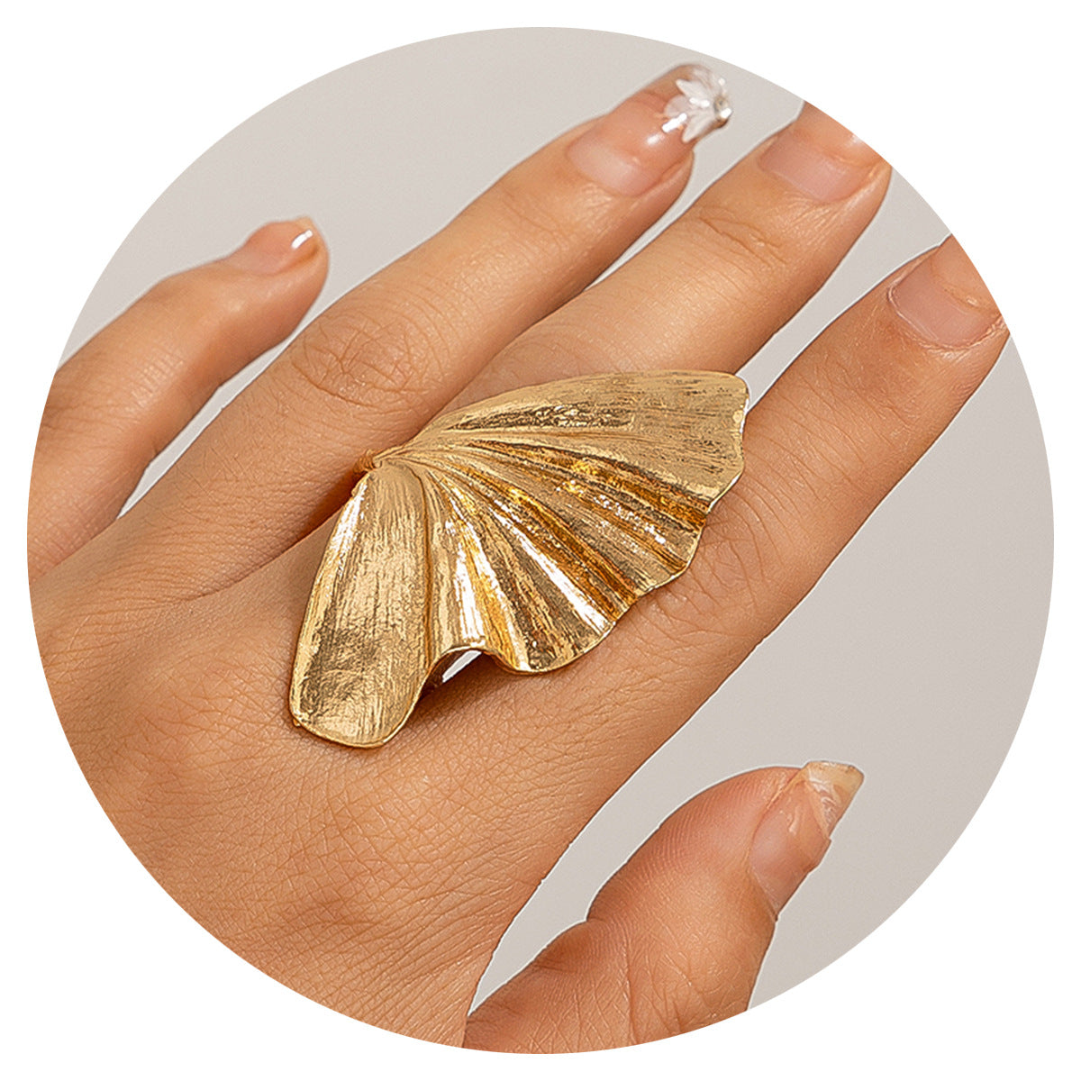 Ginkgo Biloba Ring For Women By Planderful Vienna Verve Textured Metal Alloy Leaf Statement Jewelry