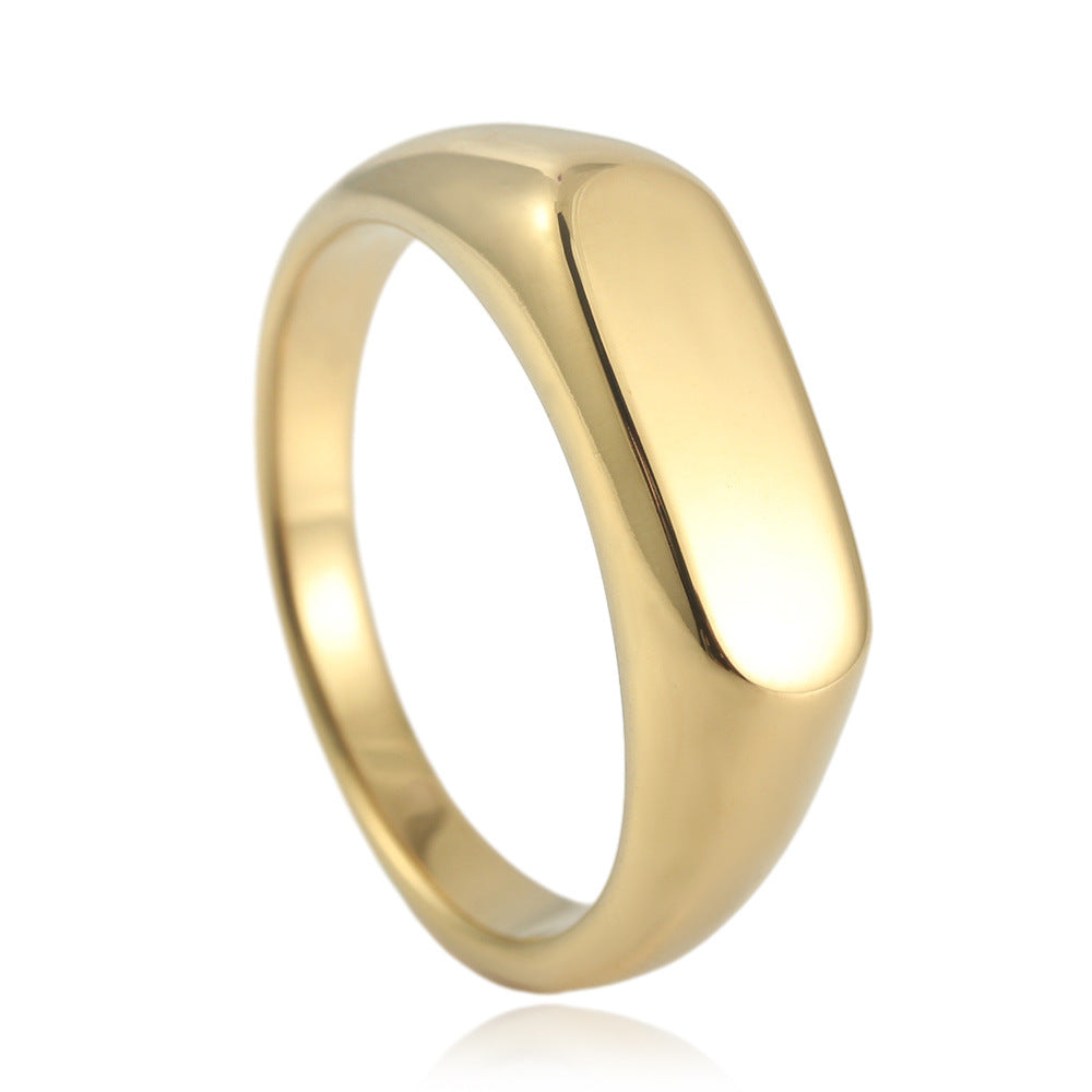 Modern Retro Titanium Steel Oval Ring for Men - Stylish Long Hipster Design