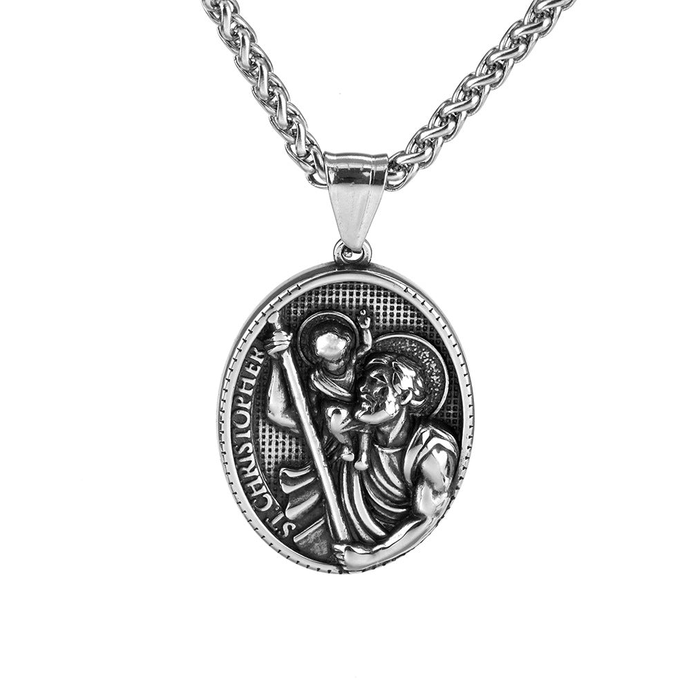 European And American Retro Men's Jewelry Greek Portrait Necklace