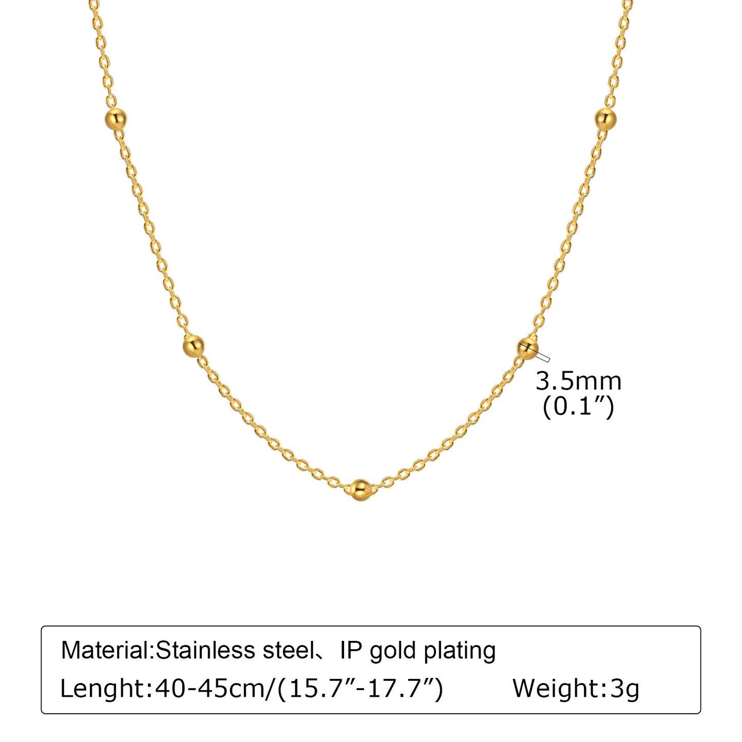 Stainless Steel Bead Chain Fashion Women Necklace Accessories