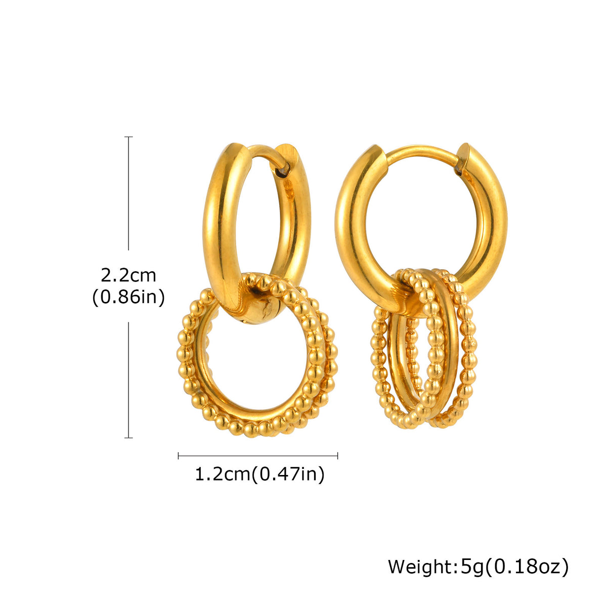 Beaded Circle Charm Hoop Earrings — 2 Gold Styles