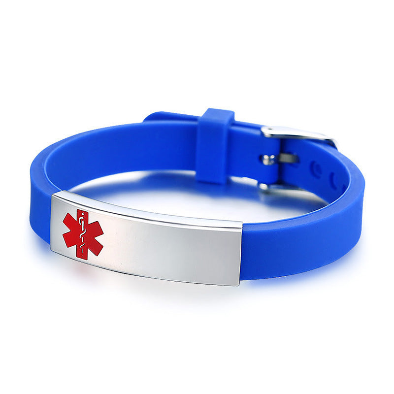 Jewelry Spot Wholesale Silicone Titanium Steel Medical Logo Bracelet for Men