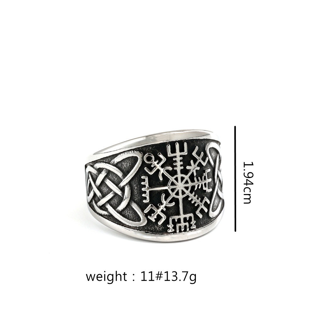 Vintage Viking Compass Stainless Steel Men's Ring