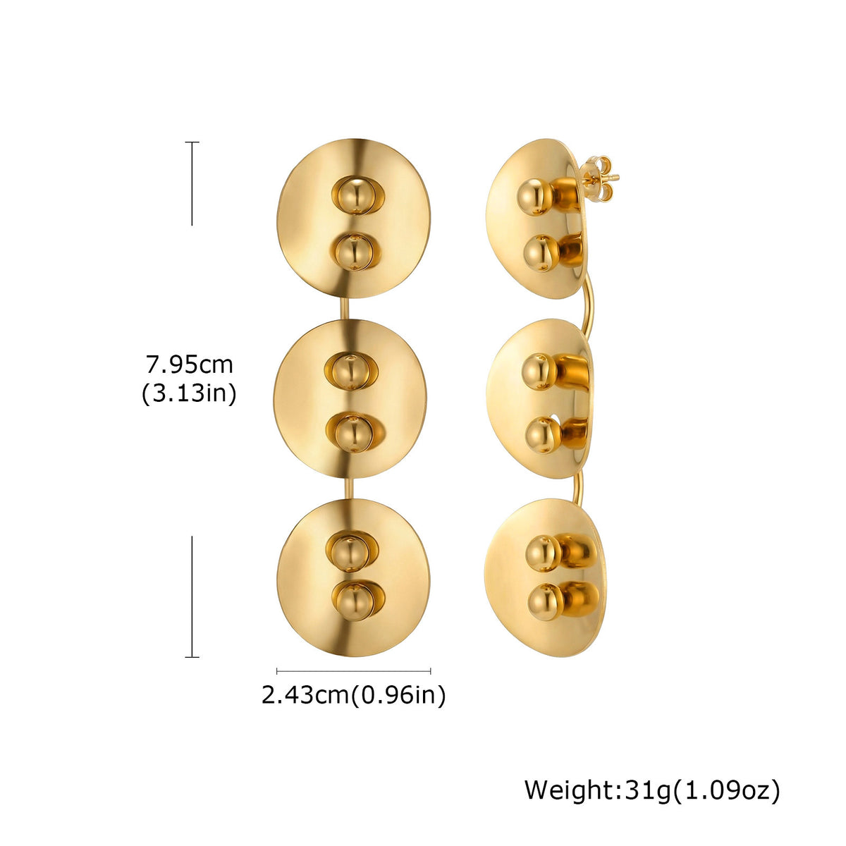 Gold-Plated Sculptural Drop Earrings