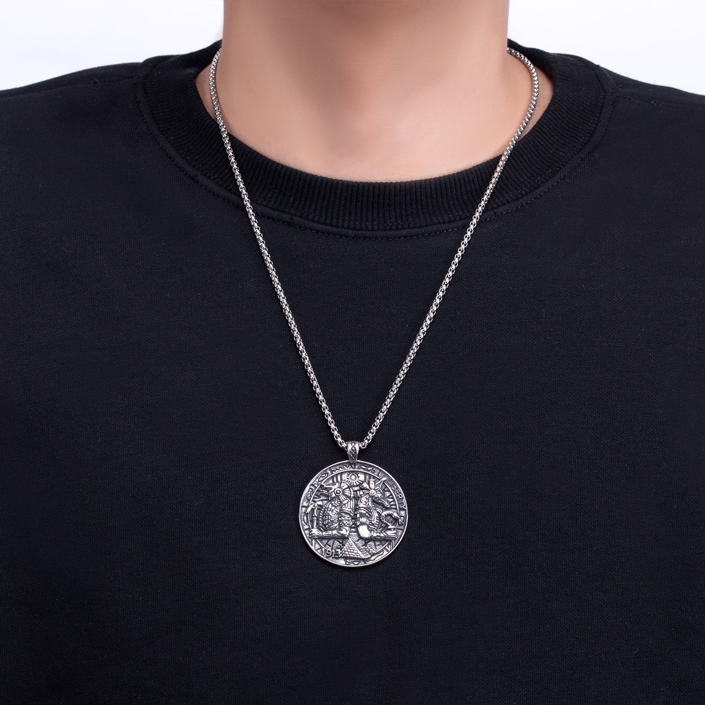Steel Necklace – Statement Pharaoh Pendant
