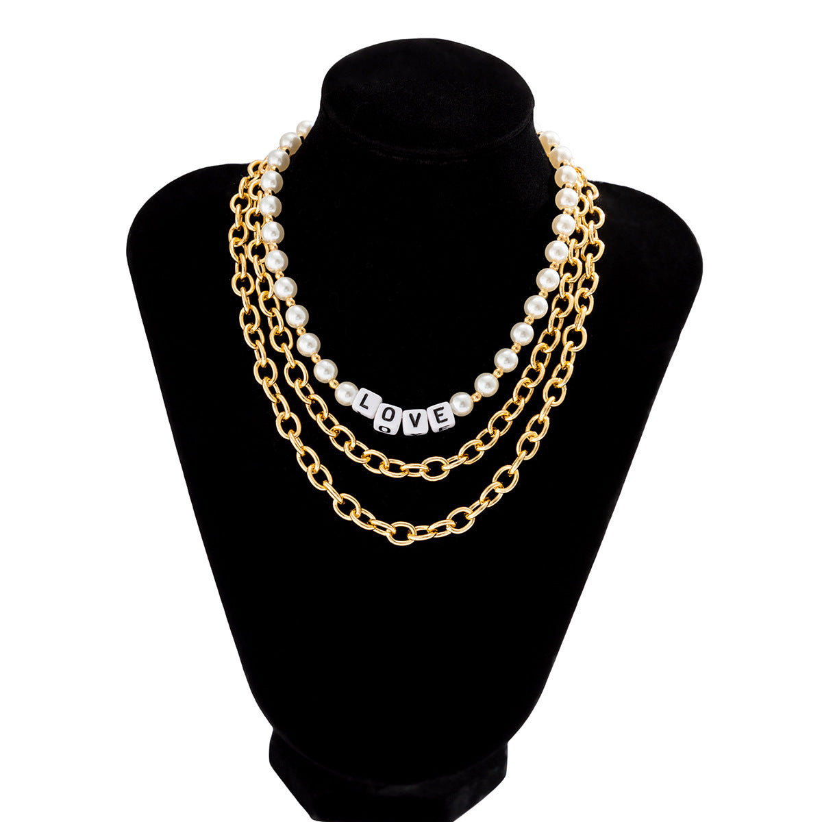 Planderful Collection Vienna Verve Layered Cross Necklace for Women Personalized Beaded Letter Pendant Bold Statement