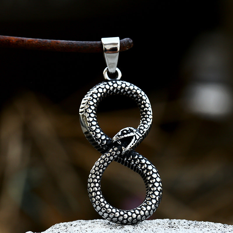 Retro Ouroboros Snake Pendant in Titanium Steel - Wholesale Stainless Steel Jewelry for Men