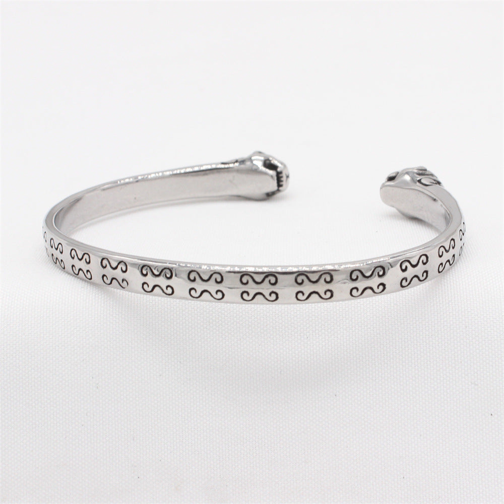 Planderful Everyday Genie – Retro Opening Tiger Head Men's Titanium Steel Bracelet