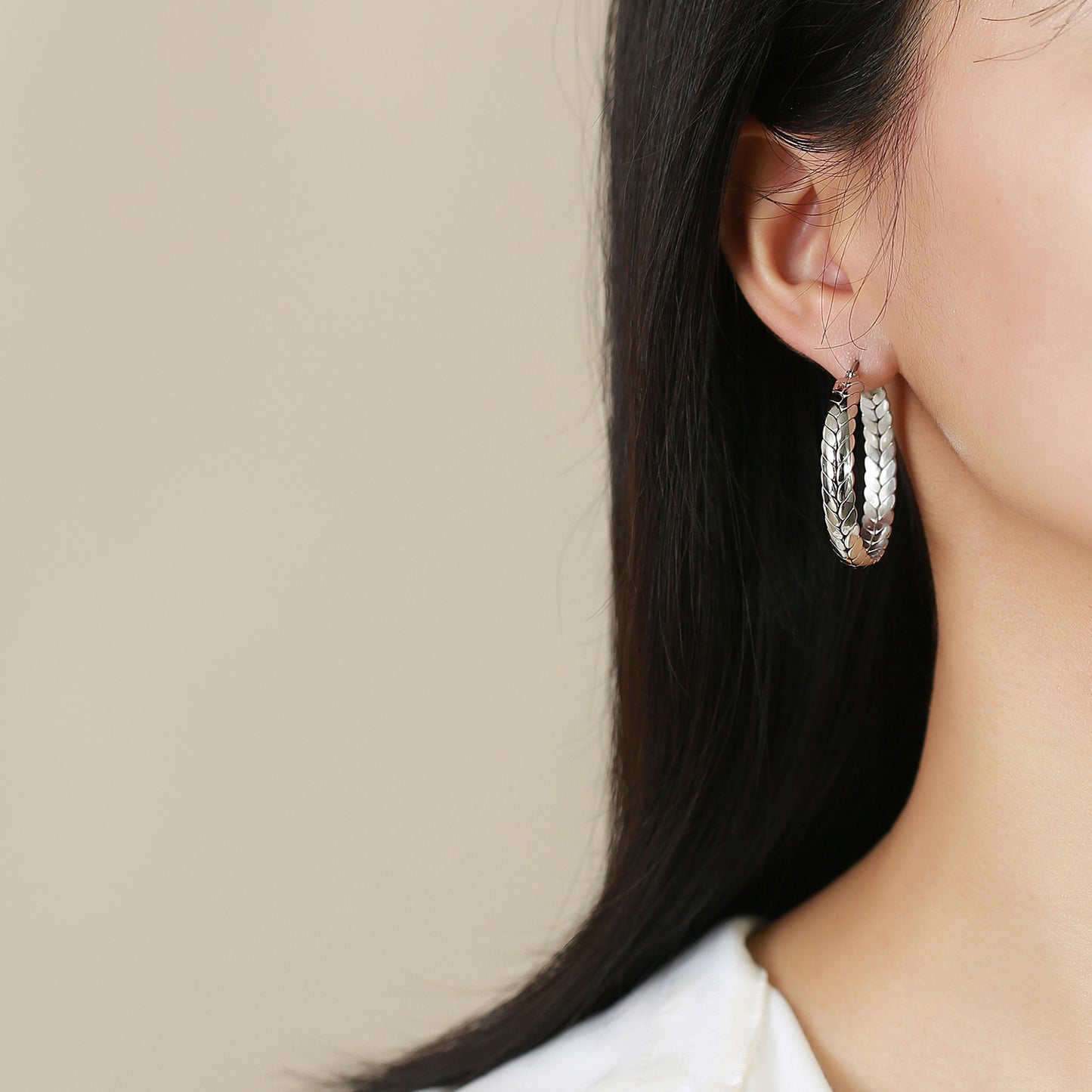 Stainless Steel Wheat Earrings Steel Color Gold Women's Fashion