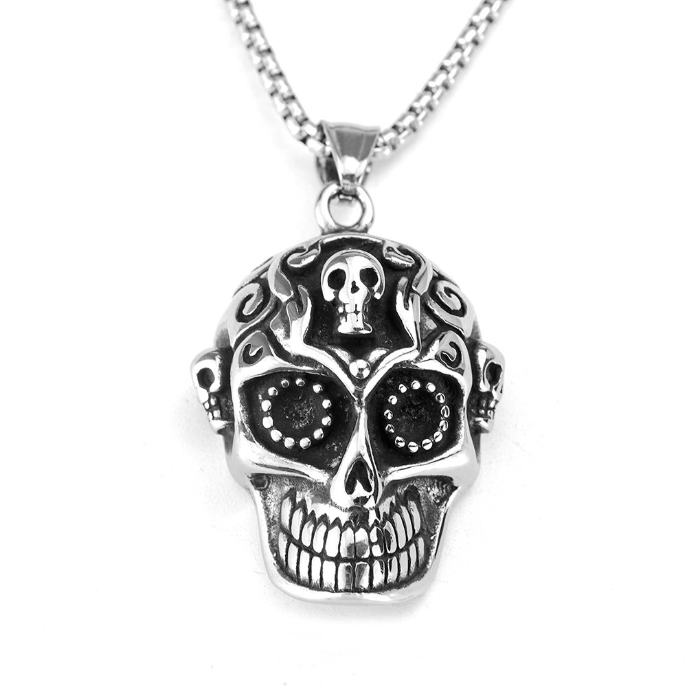 Retro Stainless Steel Men's Pendant Gothic Skull Necklace
